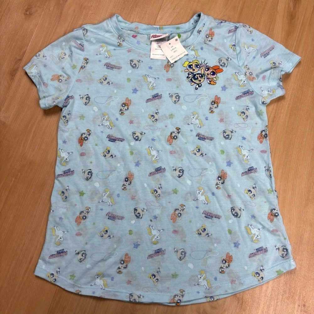 NEW Powerpuff Girls Tshirt Youth Large 10-12 Embroidered All Over Print